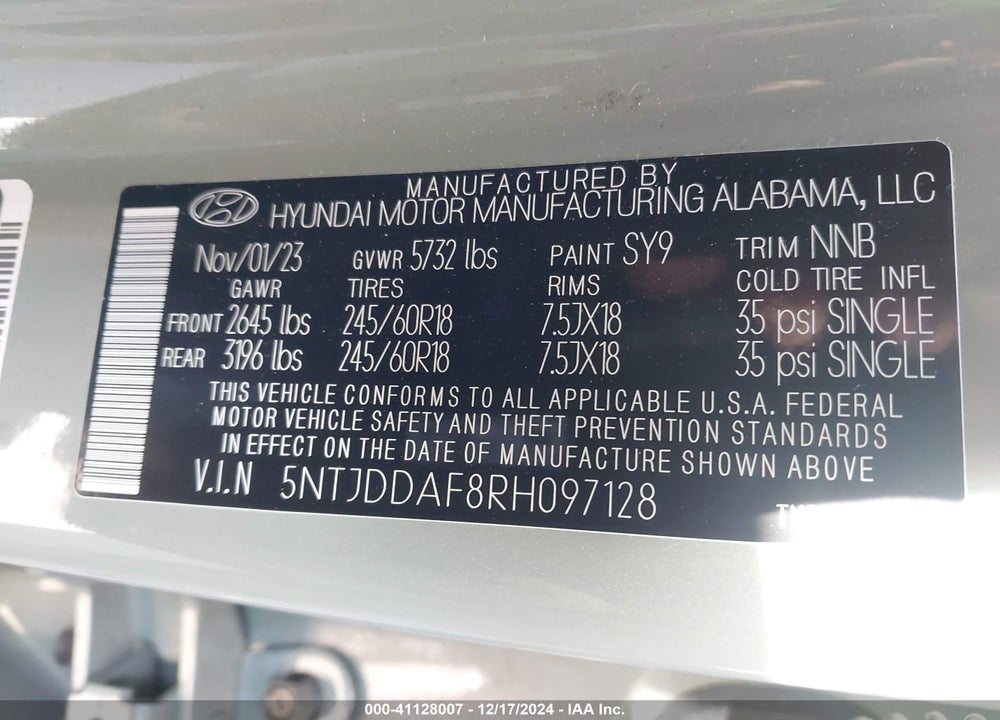 2024 HYUNDAI SANTA CRUZ XRT VIN: 5NTJDDAF8RH097128