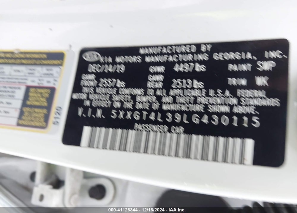 2020 KIA OPTIMA VIN: 5XXGT4L39LG430115