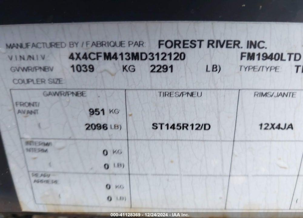 2021 ROCKWOOD FREE194LTD VIN: 4X4CFM413MD312120