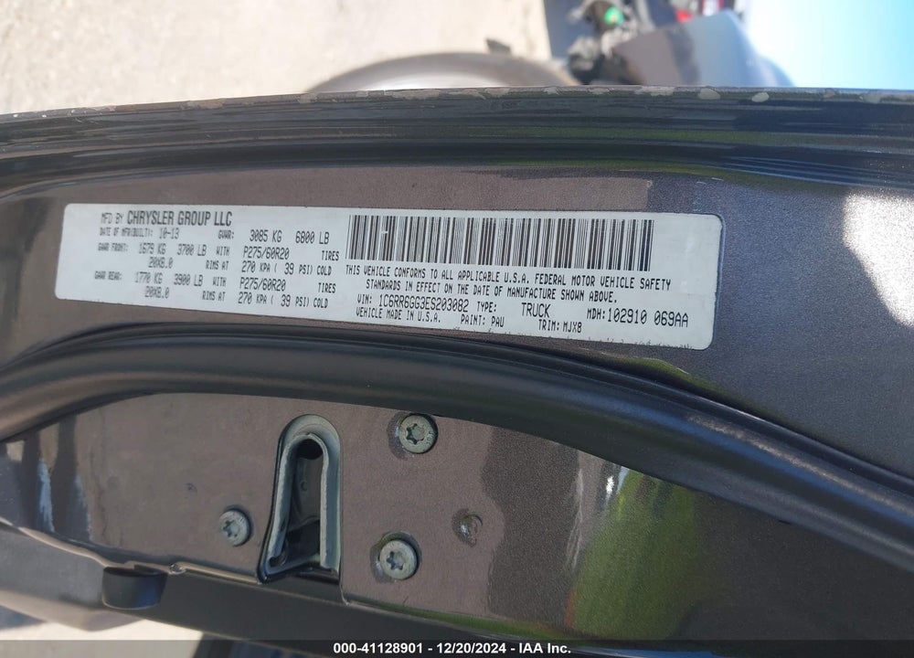 2014 RAM 1500 LONE STAR VIN: 1C6RR6GG3ES203082