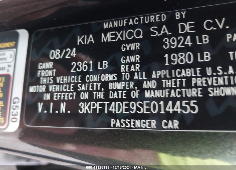 2025 KIA K4 VIN: 3KPFT4DE9SE014455