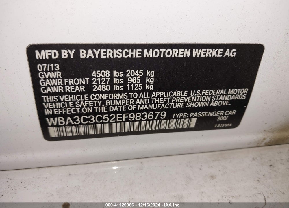 2014 BMW 320I XDRIVE VIN: WBA3C3C52EF983679