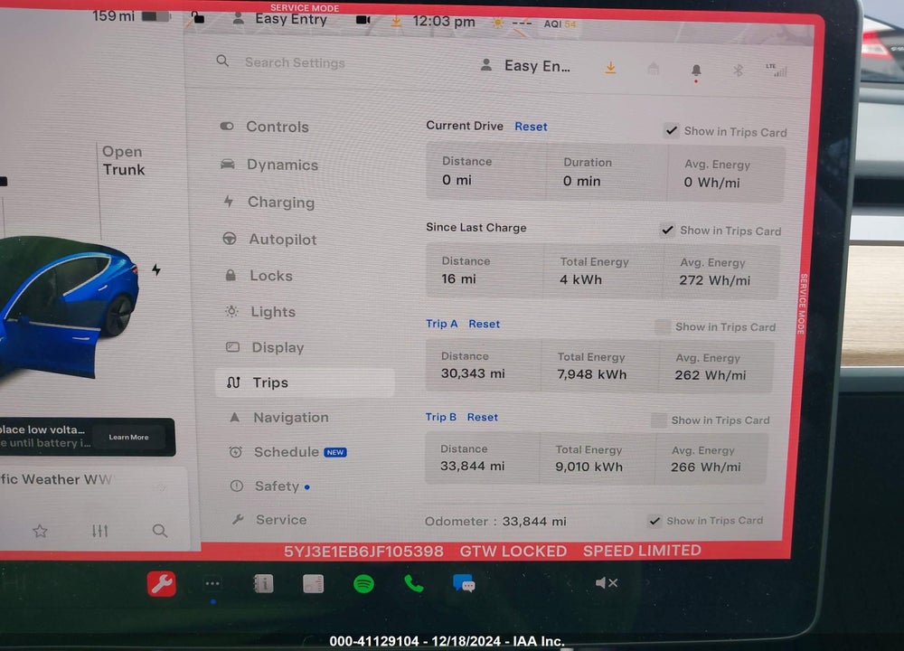 2018 TESLA MODEL 3 LONG RANGE/PERFORMANCE VIN: 5YJ3E1EB6JF105398