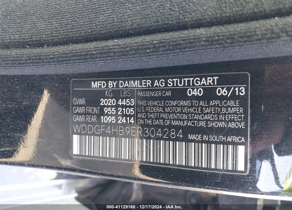 2014 MERCEDES-BENZ C 250 LUXURY/SPORT VIN: WDDGF4HB9ER304284