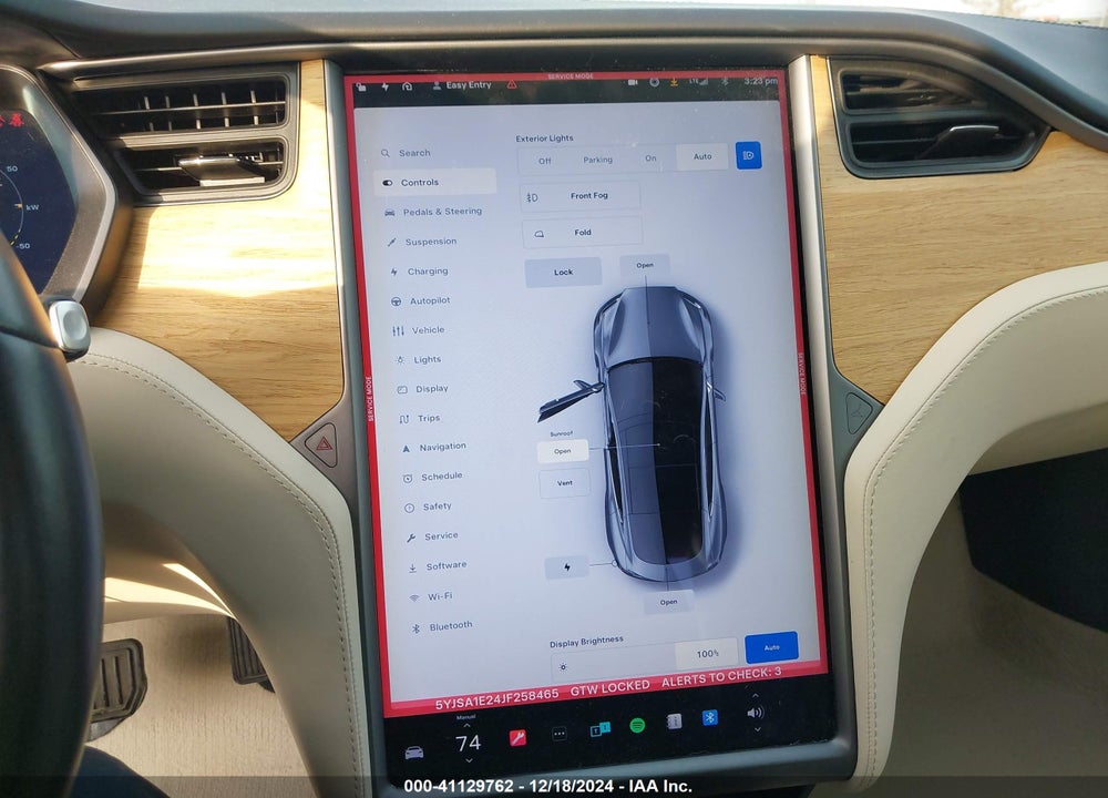 2018 TESLA MODEL S 100D/75D/P100D VIN: 5YJSA1E24JF258465