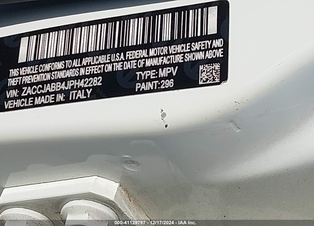 2018 JEEP RENEGADE LATITUDE FWD VIN: ZACCJABB4JPH42282