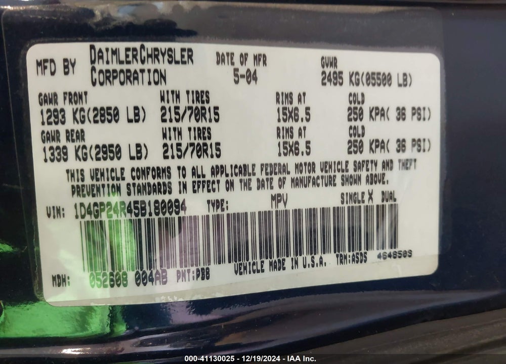2006 DODGE GRAND CARAVAN SE VIN: 1D4GP24R16B726836