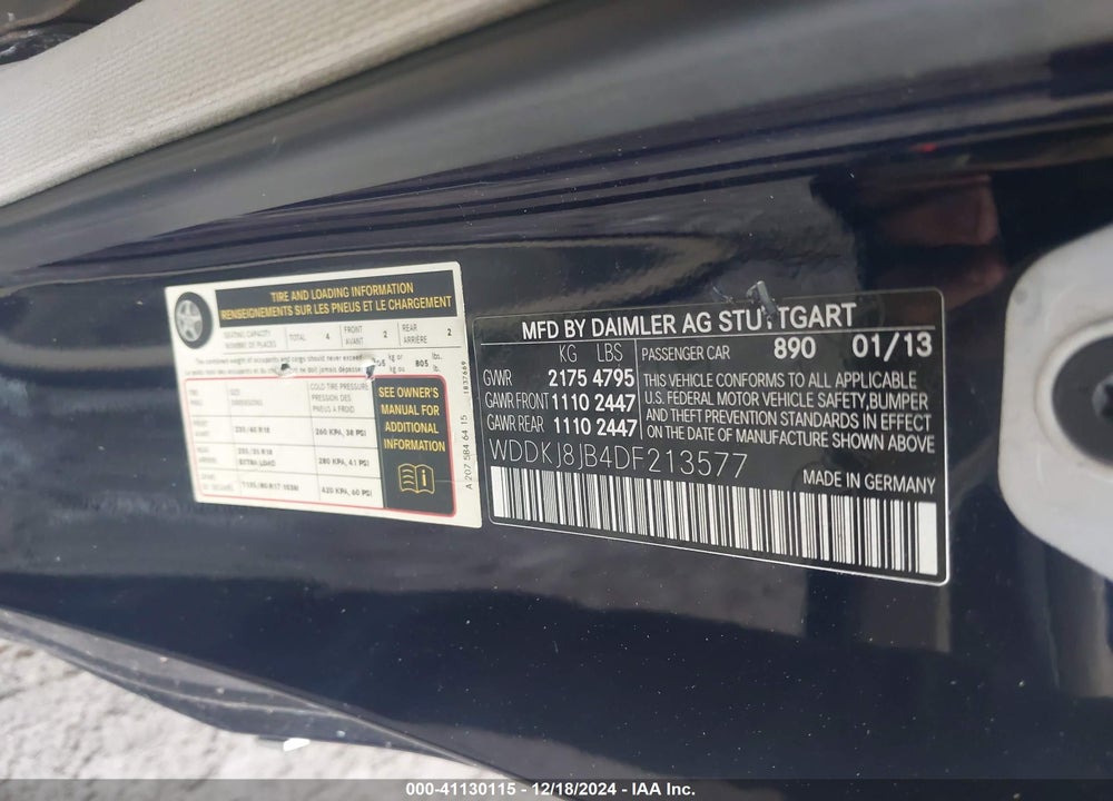 2013 MERCEDES-BENZ E 350 4MATIC VIN: WDDKJ8JB4DF213577