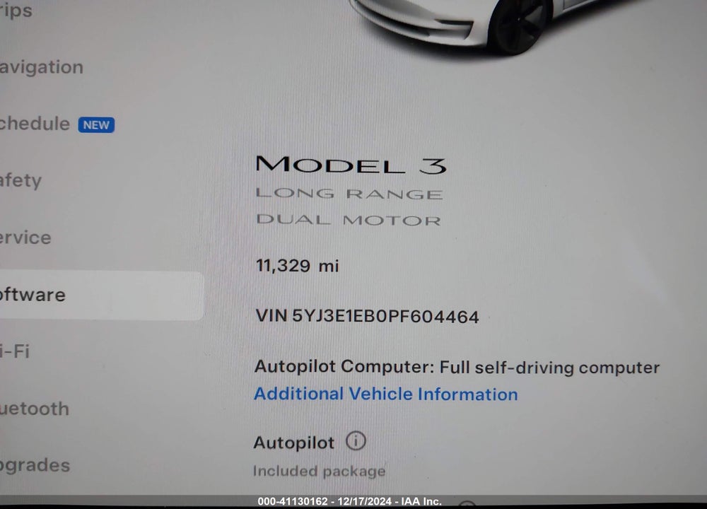 2023 TESLA MODEL 3 LONG RANGE DUAL MOTOR ALL-WHEEL DRIVE VIN: 5YJ3E1EB0PF604464