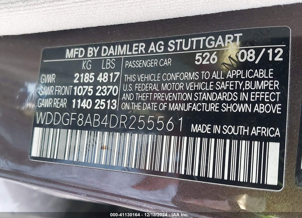 2013 MERCEDES-BENZ C 300 LUXURY 4MATIC/SPORT 4MATIC VIN: WDDGF8AB4DR255561
