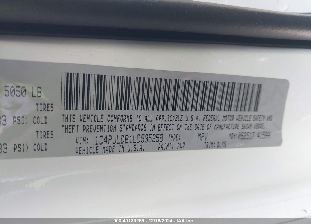 2020 JEEP CHEROKEE LIMITED FWD VIN: 1C4PJLDB1LD535358