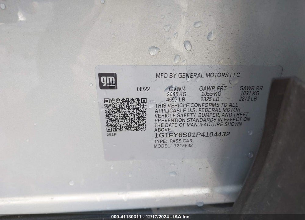 2023 CHEVROLET BOLT EUV VIN: 1G1FY6S01P4104432