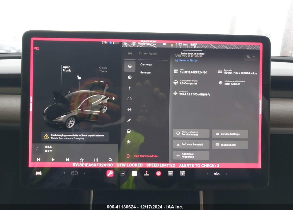 2019 TESLA MODEL 3 VIN: 5YJ3E1EA6KF324130