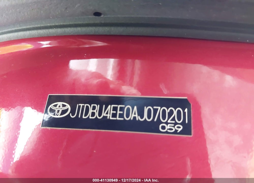 2010 TOYOTA COROLLA VIN: JTDBU4EE0AJ070201