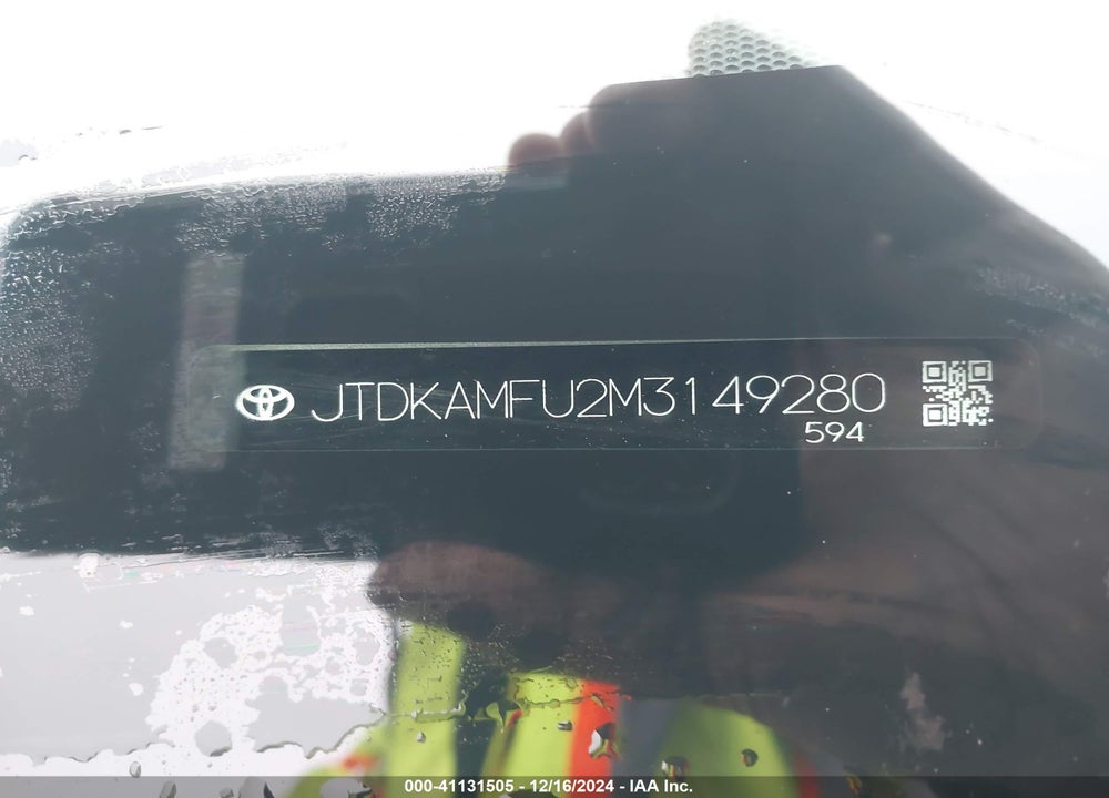 2021 TOYOTA PRIUS L ECO VIN: JTDKAMFU2M3149280