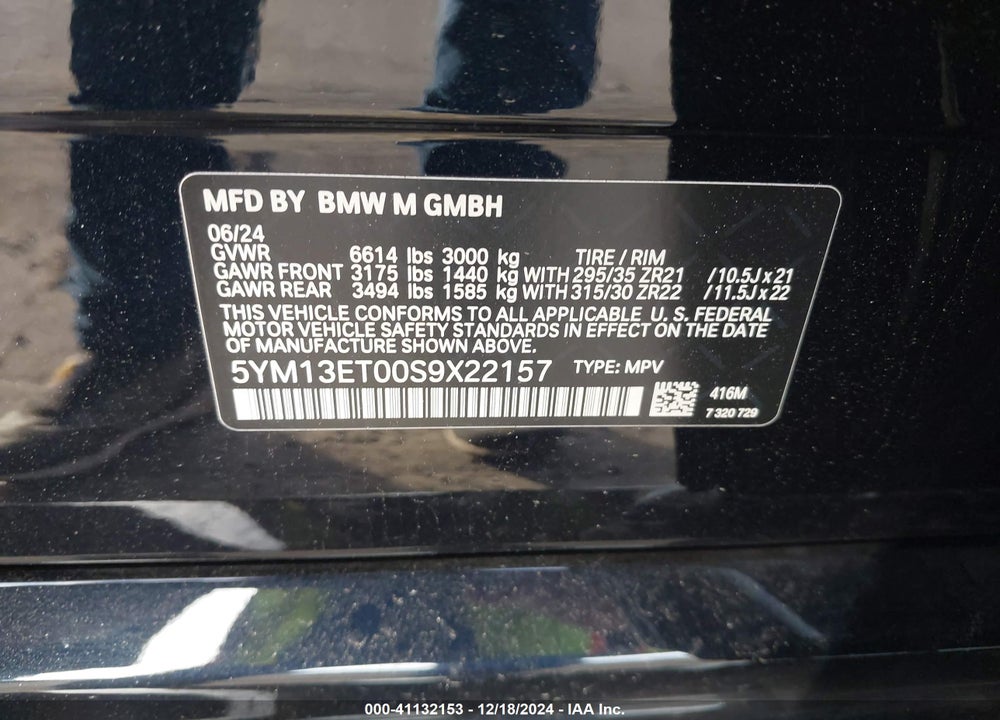 2025 BMW X5 M COMPETITION VIN: 5YM13ET00S9X22157