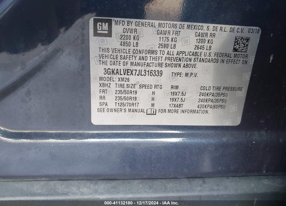 2018 GMC TERRAIN SLT VIN: 3GKALVEX7JL316339