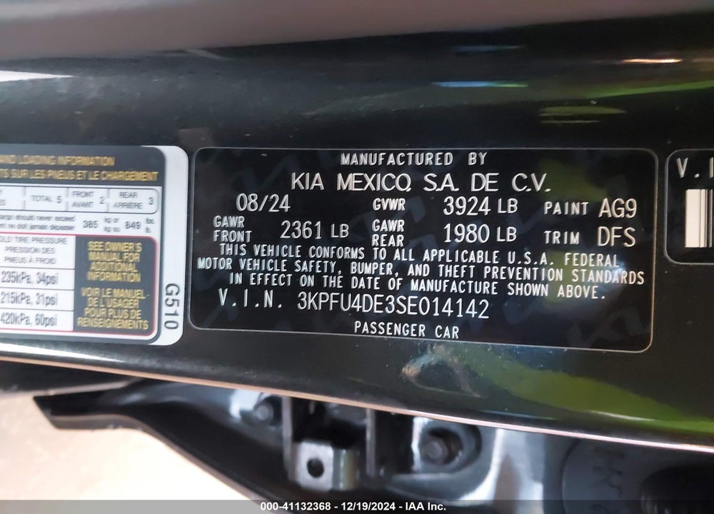 2025 KIA K4 EX VIN: 3KPFU4DE3SE014142