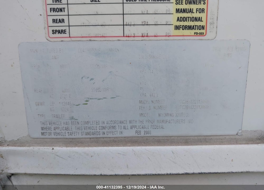 2008 COACHMEN OTHER VIN: 1TC3B683281306068