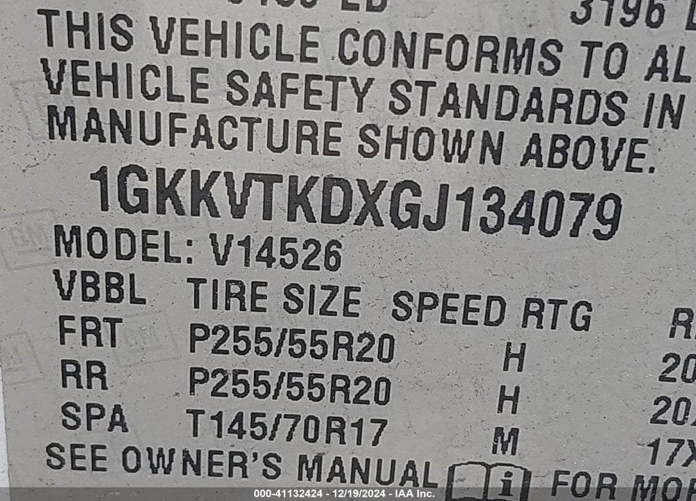 2016 GMC ACADIA DENALI VIN: 1GKKVTKDXGJ134079