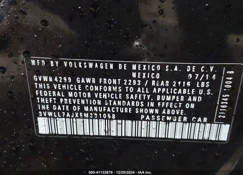 2014 VOLKSWAGEN JETTA 2.0L TDI VIN: 3VWLL7AJXEM331058