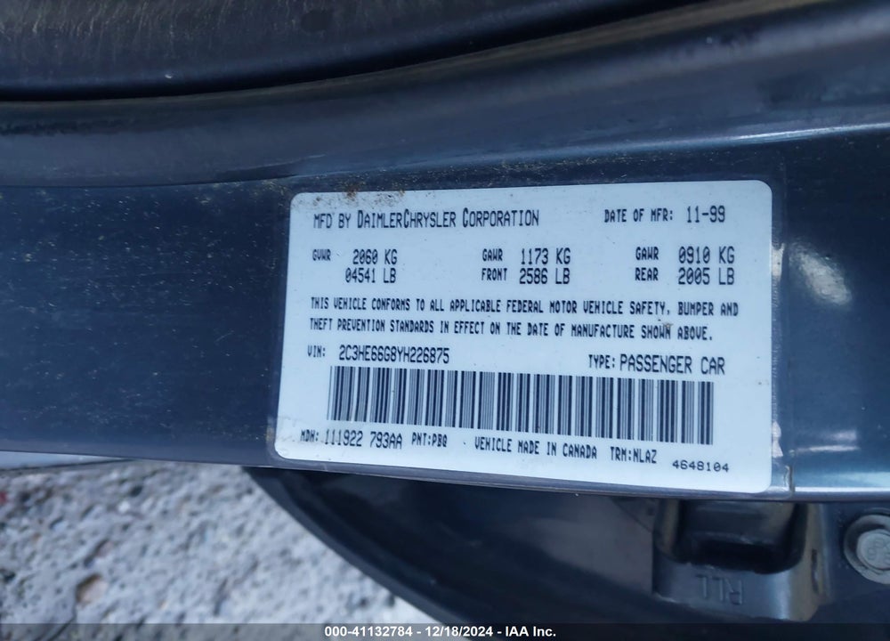 2000 CHRYSLER 300M VIN: 2C3HE66G8YH226875