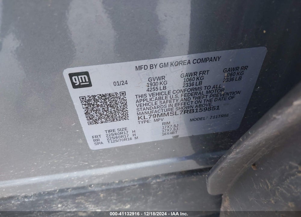 2024 CHEVROLET TRAILBLAZER FWD LS VIN: KL79MMSL7RB159851