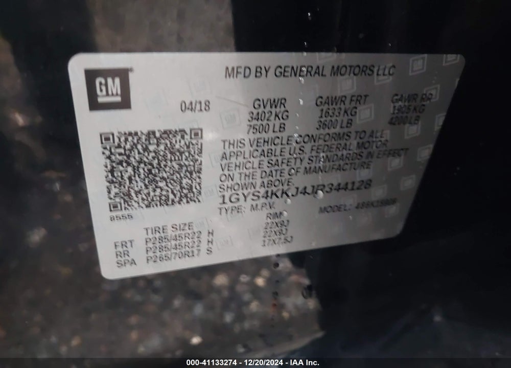 2018 CADILLAC ESCALADE ESV PLATINUM VIN: 1GYS4KKJ4JR344128