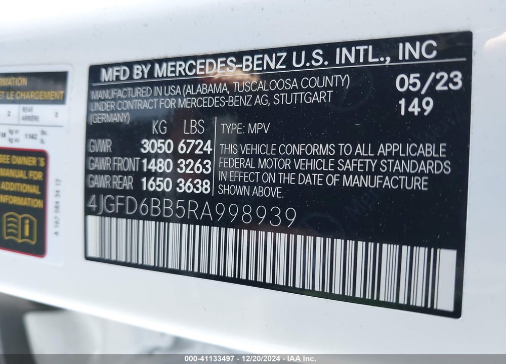 2024 MERCEDES-BENZ AMG GLE 53 COUPE 4MATIC VIN: 4JGFD6BB5RA998939