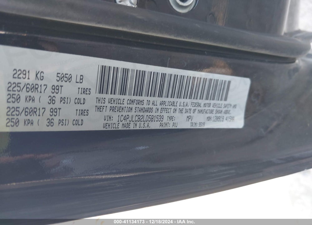 2020 JEEP CHEROKEE LATITUDE FWD VIN: 1C4PJLCB2LD581539