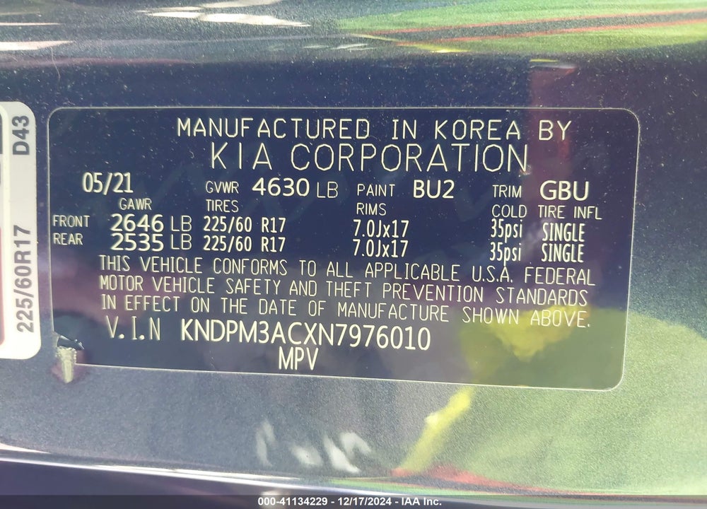 2022 KIA SPORTAGE LX VIN: KNDPM3ACXN7976010
