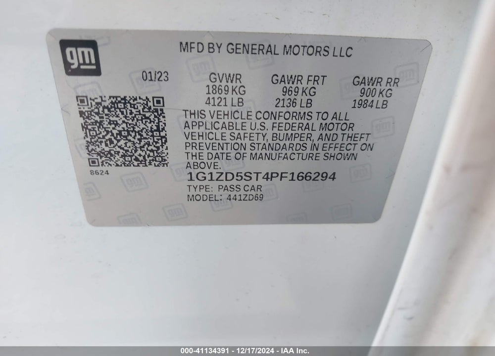 2023 CHEVROLET MALIBU FWD 1LT VIN: 1G1ZD5ST4PF166294