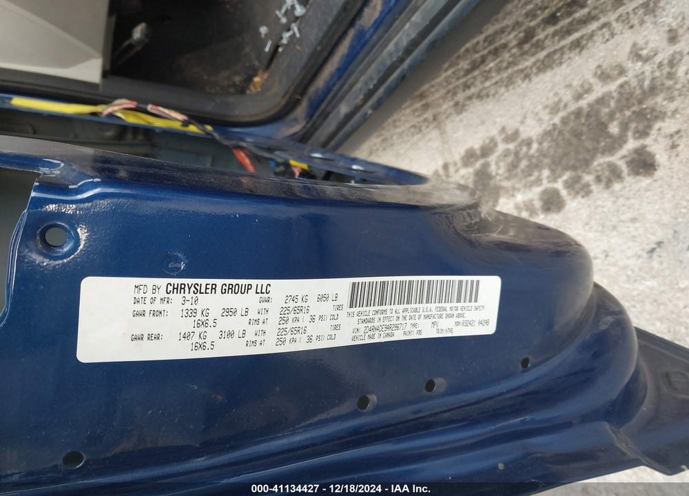 2010 DODGE GRAND CARAVAN SE VIN: 2D4RN4DE9AR296717