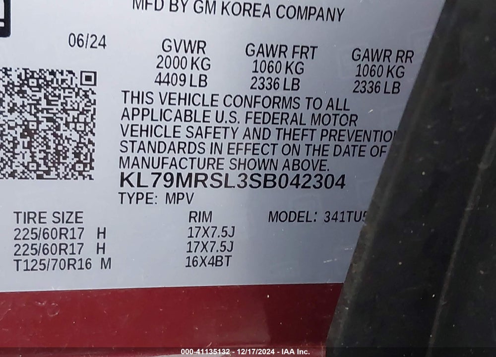 2025 CHEVROLET TRAILBLAZER AWD LT VIN: KL79MRSL3SB042304
