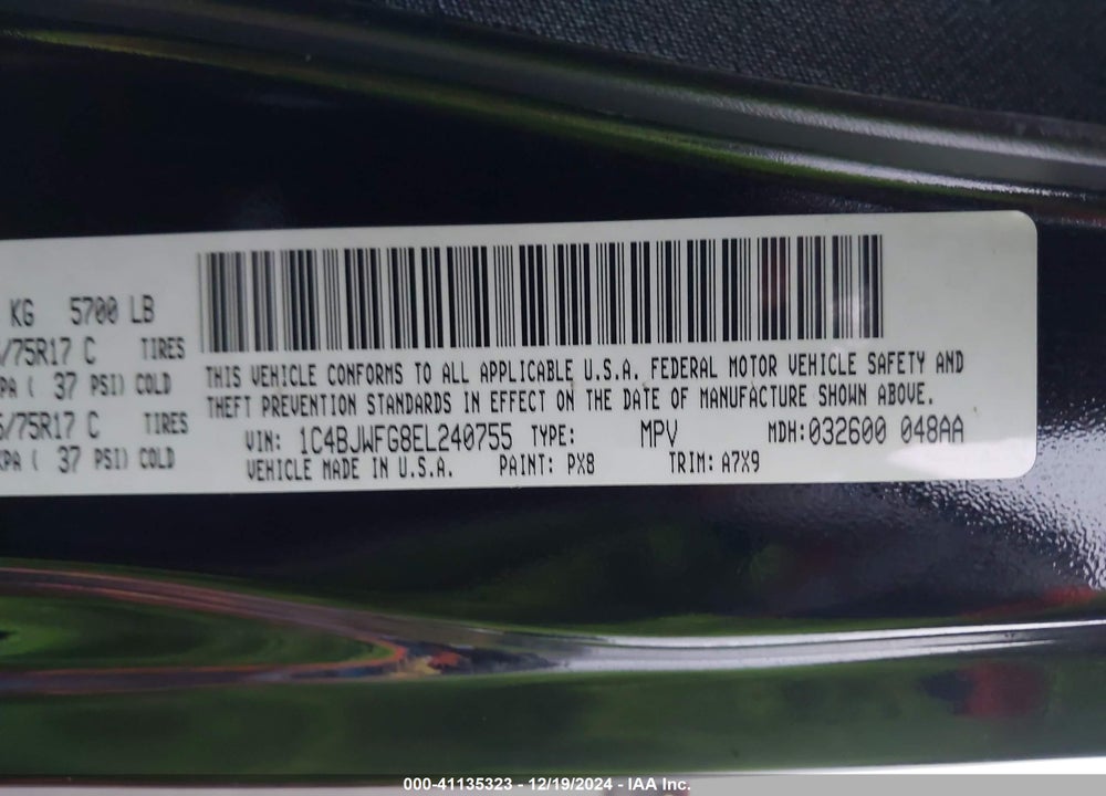 2014 JEEP WRANGLER UNLIMITED RUBICON VIN: 1C4BJWFG8EL240755