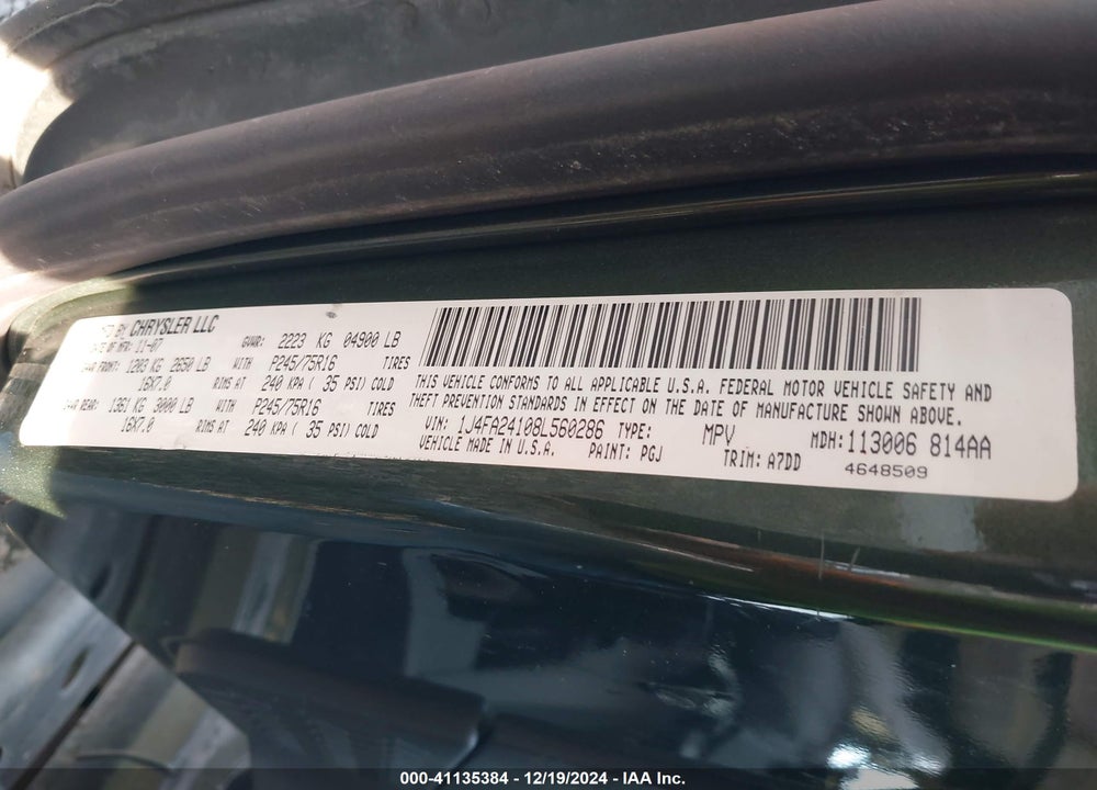 2008 JEEP WRANGLER X VIN: 1J4FA24108L560286