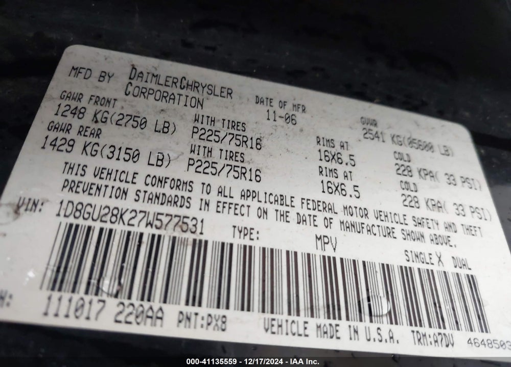 2007 DODGE NITRO SXT VIN: 1D8GU28K27W577531