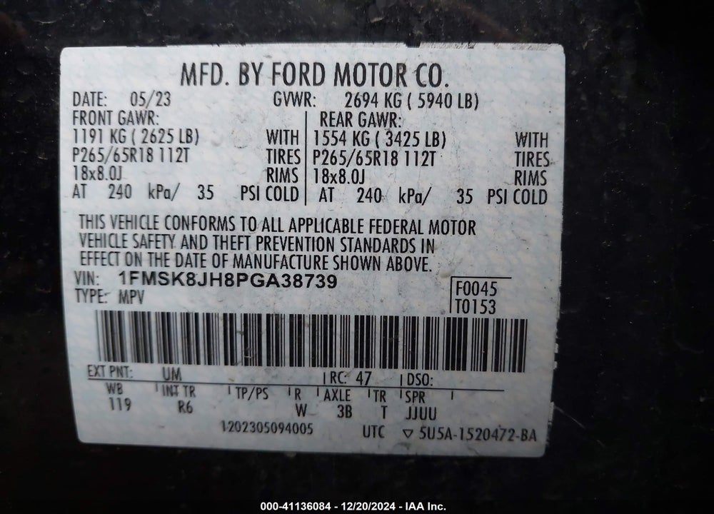 2023 FORD EXPLORER TIMBERLINE VIN: 1FMSK8JH8PGA38739