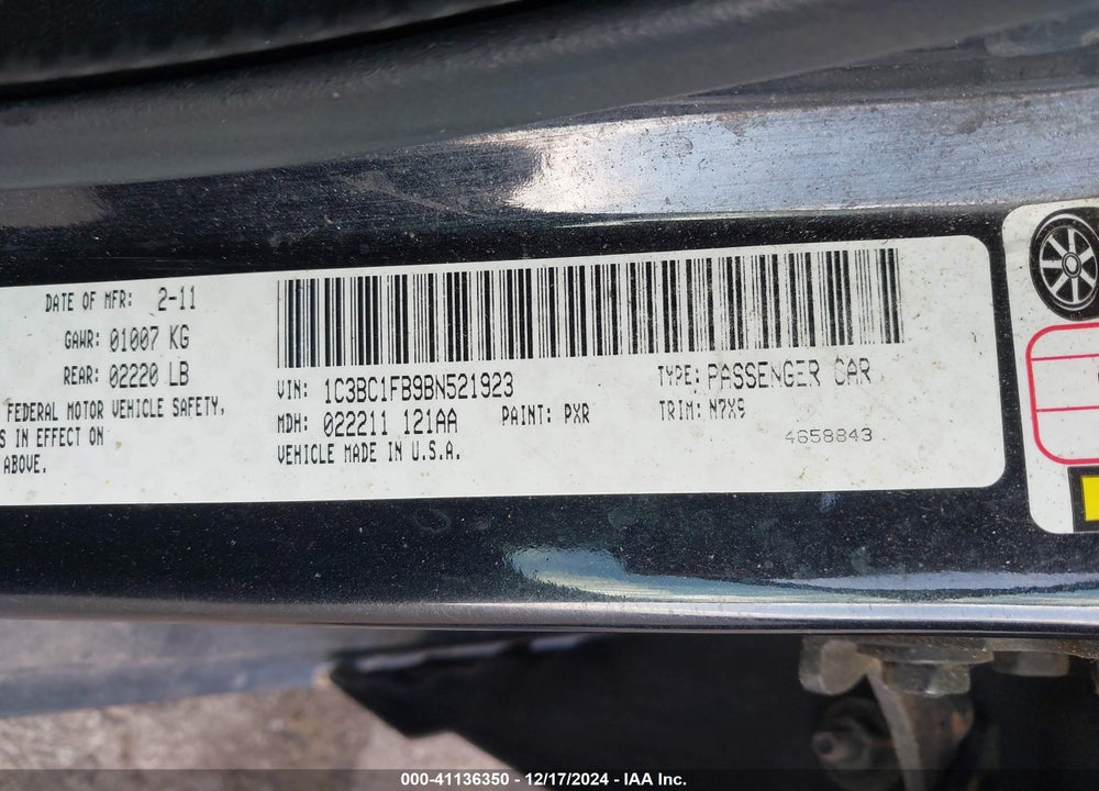 2011 CHRYSLER 200 TOURING VIN: 1C3BC1FB9BN521923