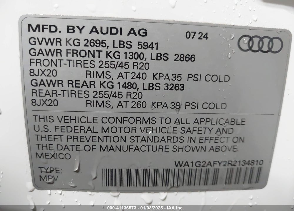 2024 AUDI Q5 PREMIUM 55 TFSI E S LINE QUATTRO S TRONIC VIN: WA1G2AFY2R2134810