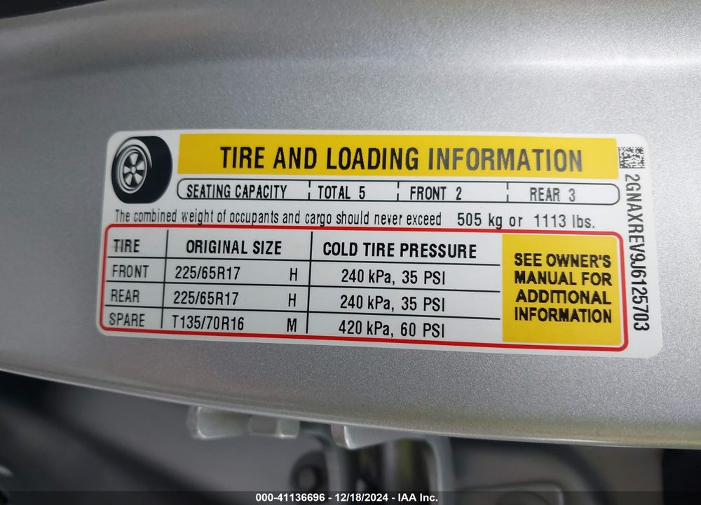 2018 CHEVROLET EQUINOX LS VIN: 2GNAXREV9J6125703