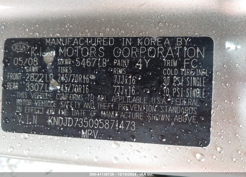 2009 KIA SORENTO LX VIN: KNDJD735095871473