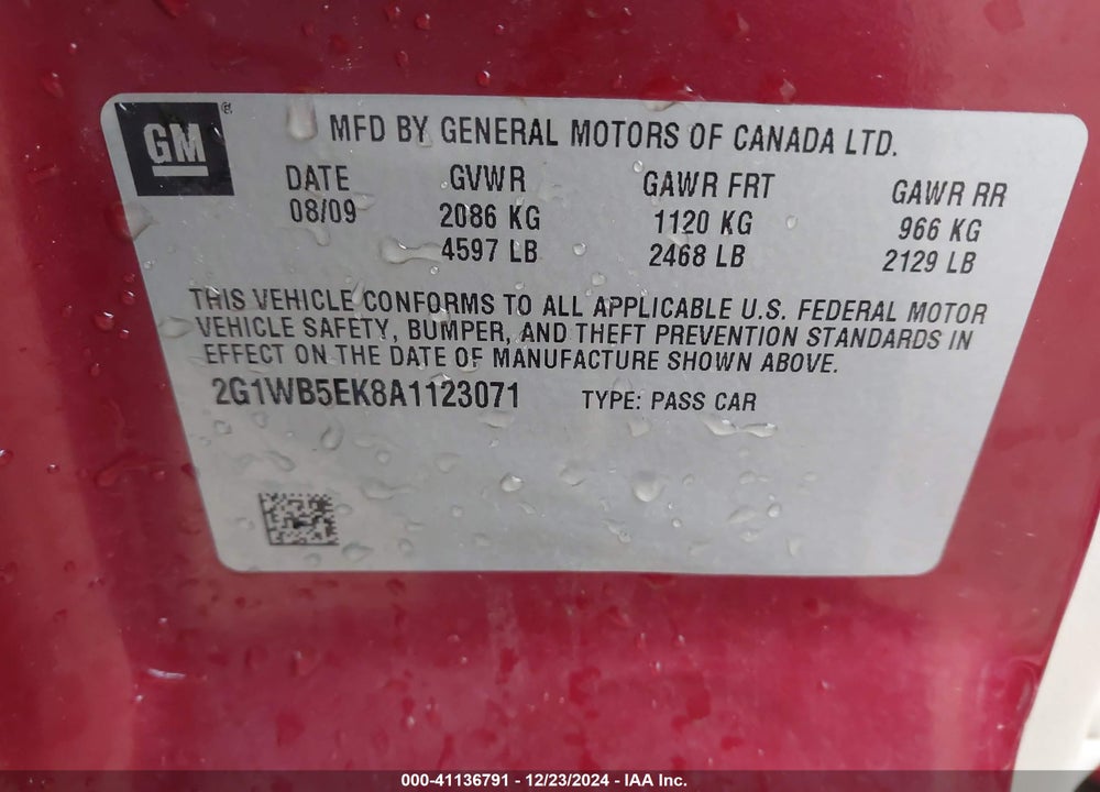2010 CHEVROLET IMPALA LT VIN: 2G1WB5EK8A1123071