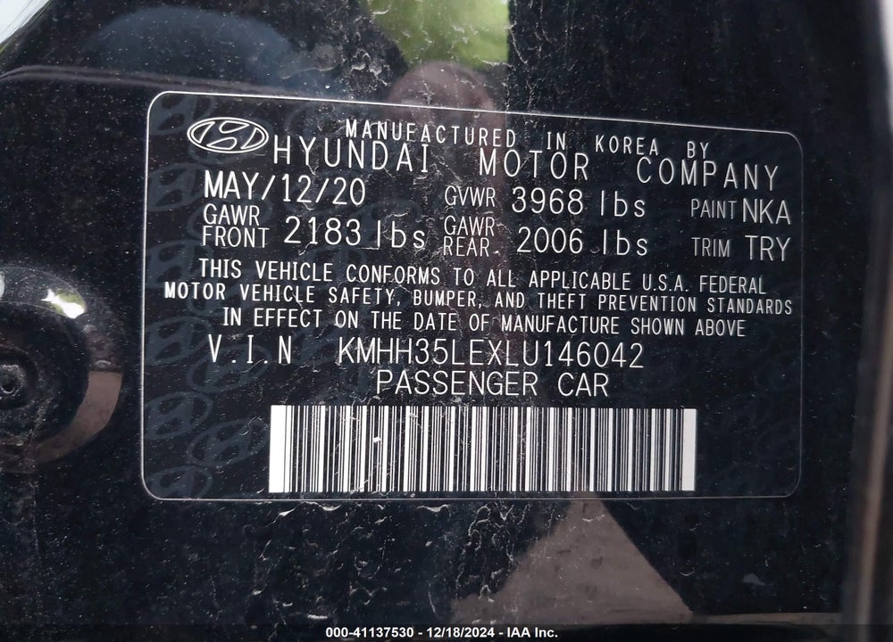 2020 HYUNDAI ELANTRA GT VIN: KMHH35LEXLU146042