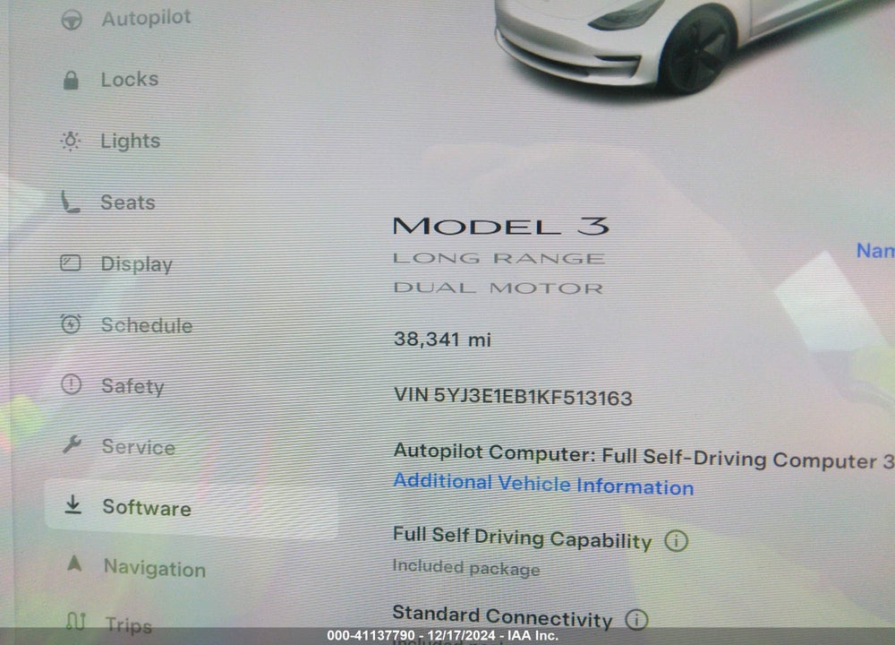 2019 TESLA MODEL 3 VIN: 5YJ3E1EB1KF513163