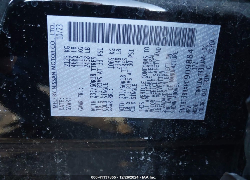 2023 NISSAN ROGUE SV INTELLIGENT AWD VIN: 5N1BT3BBXPC909884