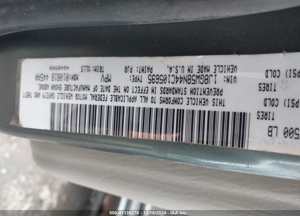 2004 JEEP GRAND CHEROKEE LIMITED VIN: 1J8GW58N44C105695