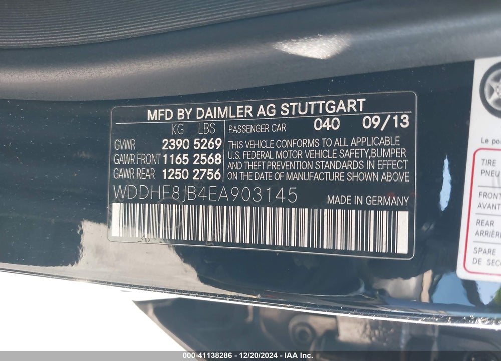 2014 MERCEDES-BENZ E 350 VIN: WDDHF8JB4EA903145