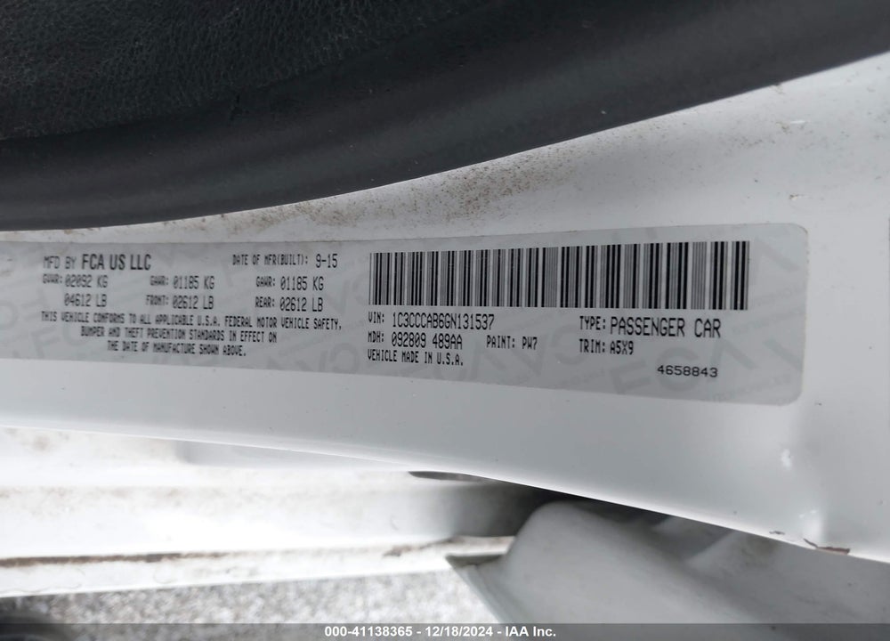 2016 CHRYSLER 200 LIMITED VIN: 1C3CCCAB6GN131537