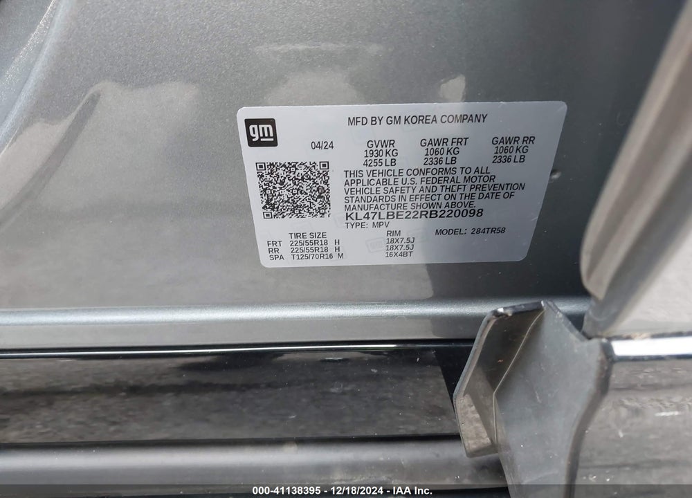 2024 BUICK ENVISTA SPORT TOURING FWD VIN: KL47LBE22RB220098